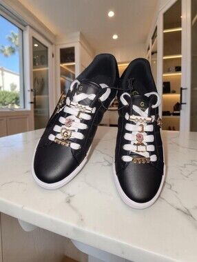 GBG Los Angeles Black Faux Leather Quilted Sneakers - Size 10